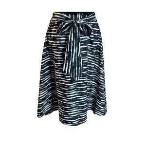 Cupio Blush Women Pull On Elastic Waist Striped Midi Skirt Black and White Sz L